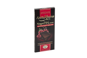 Tableta de Chocolate Negro con Arándanos Y Sésamo